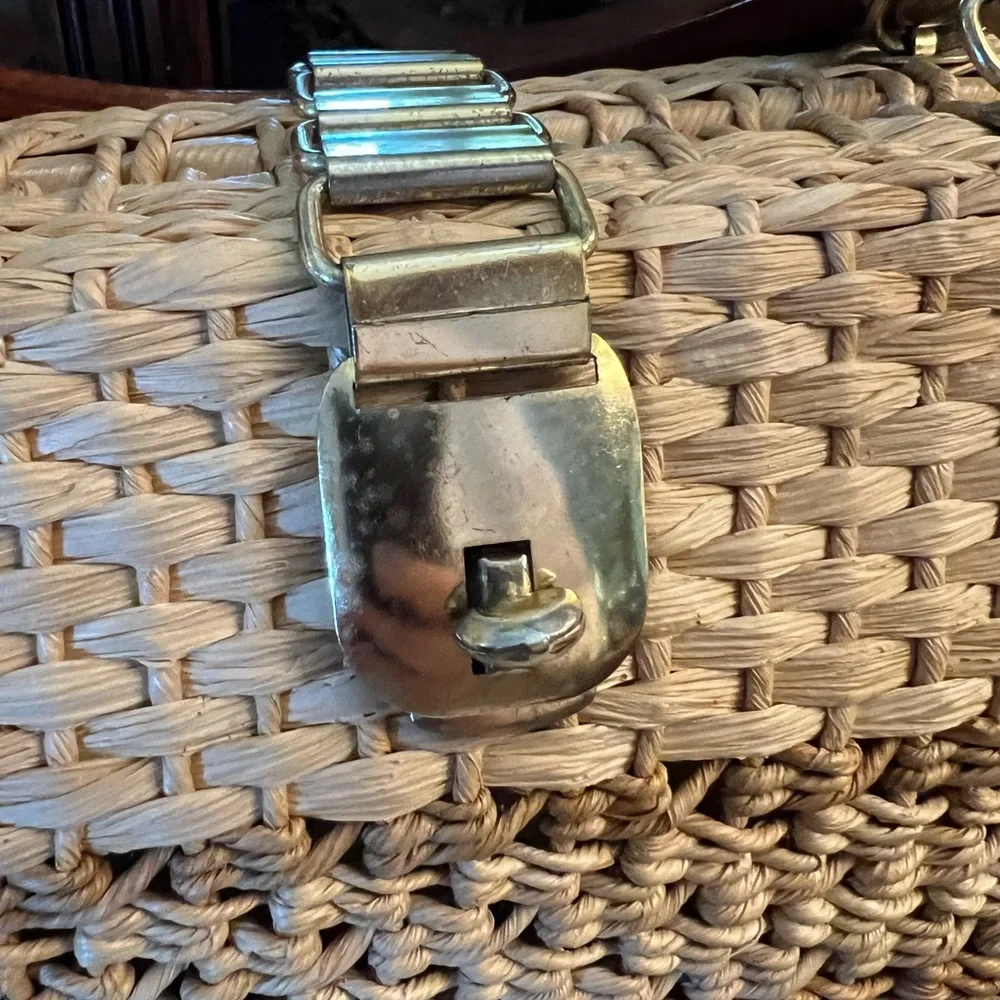 Woven Rattan Top-Handle Bag in Natural Tan